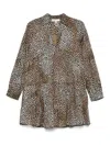 Michael Kors Abito Corto Chemisier In Cotone Animalier In Brown