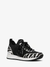 Michael Kors Jenkins Stretch Knit And Faux Zebra Print Calf Hair Trainer In Black