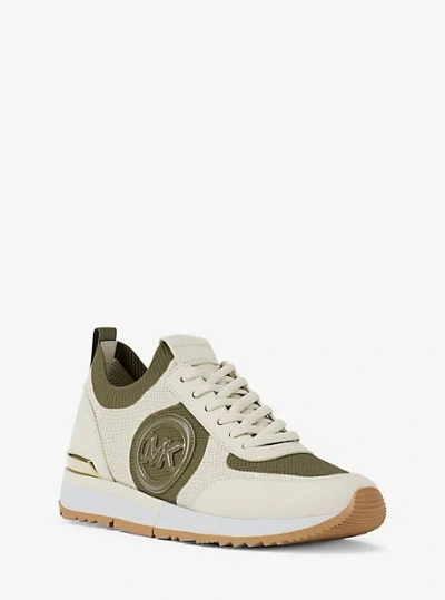 Michael Kors Jenkins Two-tone Stretch Knit Trainer In Green