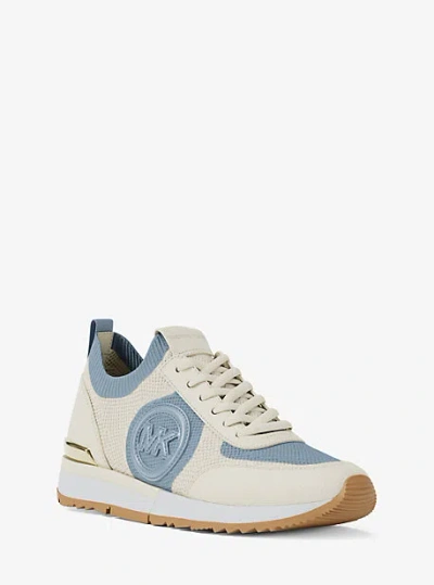 Michael Kors Jenkins Two-tone Stretch Knit Trainer In White
