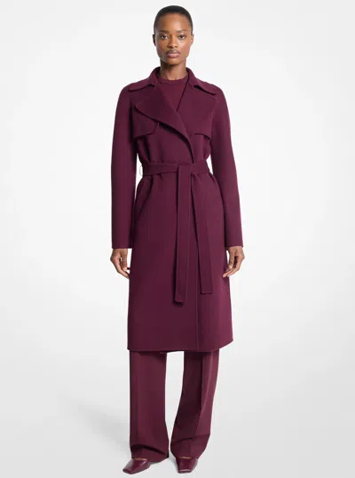 Michael Kors Jennifer Double Faced Wool Trench Coat In Red