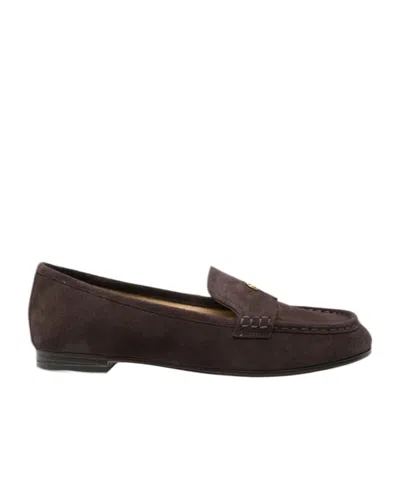 Michael Kors Jennings Logo-plaque Suede Loafers In Brown