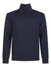 Michael Kors Breathable Turtleneck Sweater Ribbed Trims In Blue