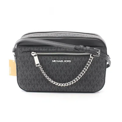 Michael Kors Jet Set Black Coated Canvas Leather Shoulder Bag