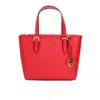 Michael Kors Jet Set Bright Leather Xs Carryall Top Zip Tote Bag Women's Purse In Red