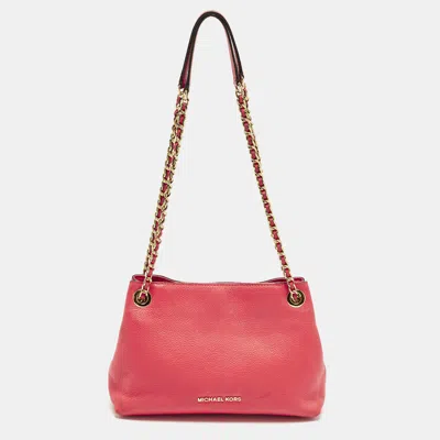 Pre-owned Michael Kors Jet Set Chain Coral Pink Leather Shoulder Bag