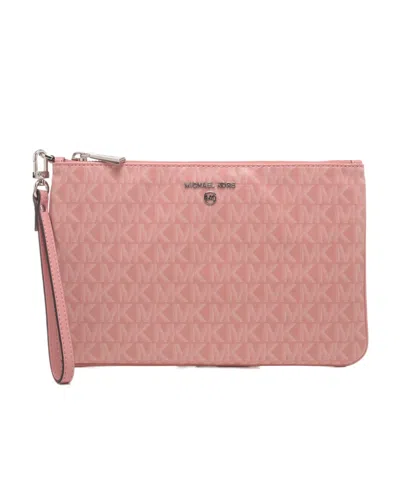 Michael Kors Jet Set Charm Logo-plaque Wristlet In Pink