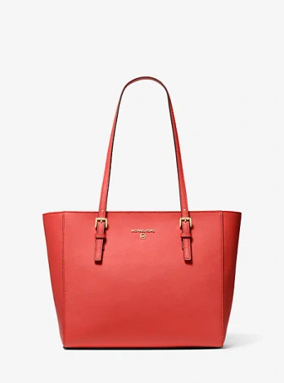 Michael Kors Jet Set Charm Medium Saffiano Leather Tote Bag In Red
