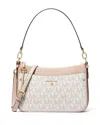 Michael Kors Jet Set Charm Medium Top Zip Pouchette Crossbody In Optic White/blet