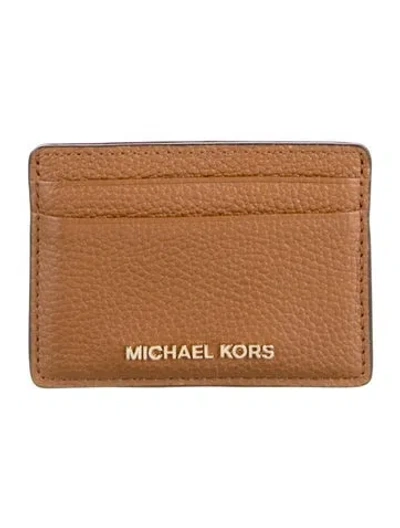 Pre-owned Michael Kors Jet Set Compact Wallet Signature Logo Card Holder In Brown