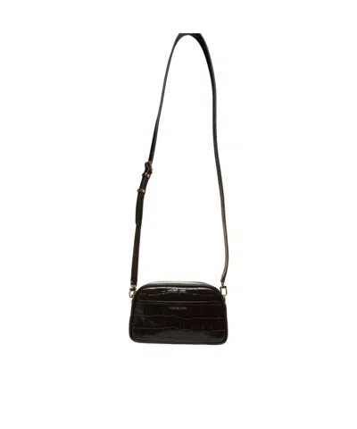 Michael Kors Jet Set Crocodile-effect Zip-top Shoulder Bag In Brown