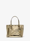 Michael Kors Jet Set Extra-small Metallic Logo Debossed Convertible Tote Bag In Gold