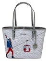 Michael Kors Jet Set Girls Medium Mk Signature Carry All Tote Logo Bag In White