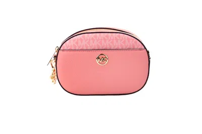 Michael Kors Jet Set Glam Tea Rose Leather Oval Crossbody Handbag Women's Purse In Pink