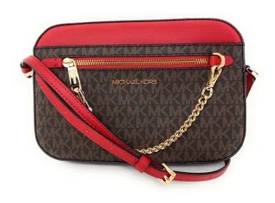 Michael Kors Jet Set Item East West Zip Chain Crossbody Bag In Vanilla Mk/gold