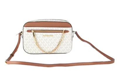 Michael Kors Jet Set Item Large East West Signature Leather Zip Chain Crossbody Handbag In Multi