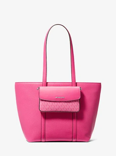 Michael Kors Jet Set Large 2-in-1 Pebbled Leather Tote Bag In Pink