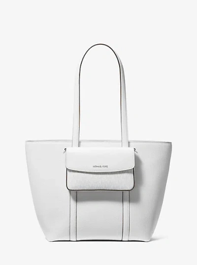 Michael Kors Jet Set Large 2-in-1 Pebbled Leather Tote Bag In White