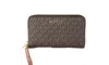 MICHAEL KORS JET SET LARGE BROWN SIGNATURE PVC FLAT MULTIFUNCTION WRIST WALLET
