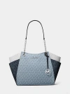 Michael Kors Jet Set Large Color-block Signature Logo Shoulder Bag In Blue