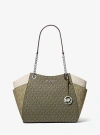 Michael Kors Jet Set Large Color-block Signature Logo Shoulder Bag In Green