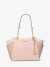 Michael Kors Jet Set Large Color-block Signature Logo Tote Bag In Pink