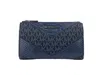 Michael Kors Jet Set Large Double Zip Python Navy Wristlet Women's Wallet In Blue