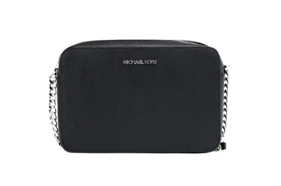 Michael Kors Jet Set Large East West Black Saffiano Leather Crossbody Handbag