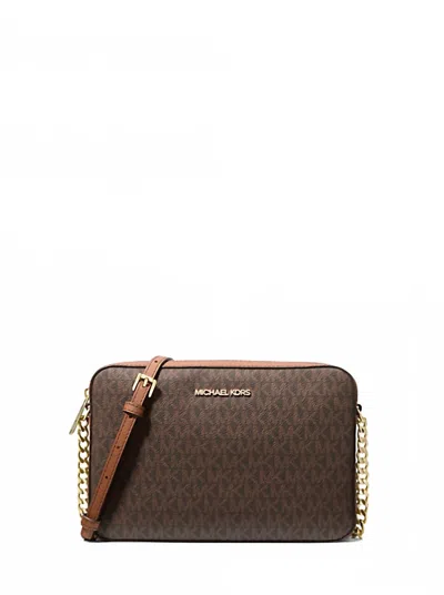Michael Kors Jet Set Large Logo Crossbody Bag In Brown