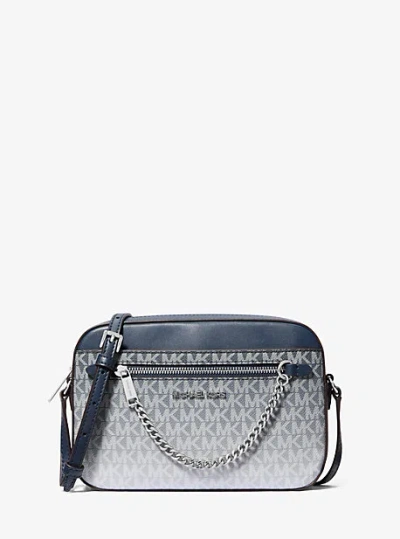 Michael Kors Jet Set Large Ombré Signature Logo Crossbody Body In Blue