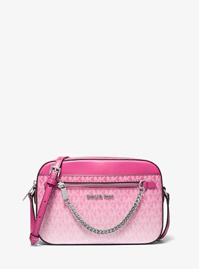 Michael Kors Jet Set Large Ombré Signature Logo Crossbody Body In Pink