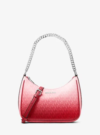 Michael Kors Jet Set Large Ombré Signature Logo Pochette In Red