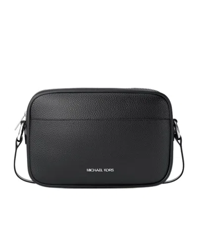 Michael Kors Jet Set Large Pebbled Leather Camera Crossbody Bag In Black
