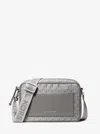 Michael Kors Jet Set Large Printed Signature Logo Crossbody Bag In Gray
