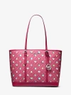 Michael Kors Jet Set Large Printed Signature Logo Tote Bag In Red
