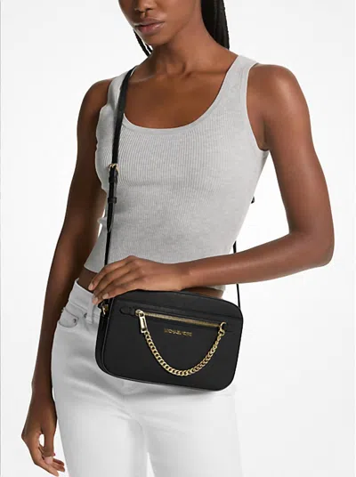 Michael Kors Jet Set Large Saffiano Leather Crossbody Bag In Black