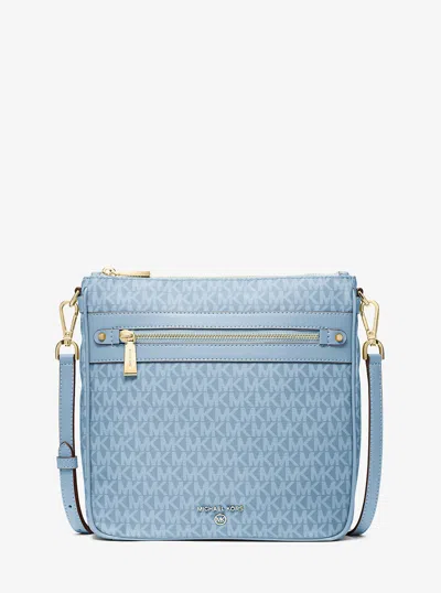 Michael Kors Jet Set Large Signature Logo Printed Crossbody Bag In Blue