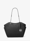 Michael Kors Jet Set Large Signature Logo Shoulder Bag In Black