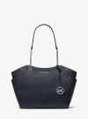 Michael Kors Jet Set Large Signature Logo Shoulder Bag In Blue