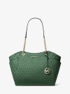 Michael Kors Jet Set Large Signature Logo Shoulder Bag In Green