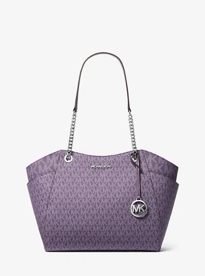 Michael Kors Jet Set Large Signature Logo Shoulder Bag In Purple