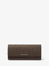 Michael Kors Jet Set Large Signature Logo Snap-front Wallet In Brown