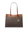 Michael Kors Jet Set Large Signature Logo Tote Bag In Brown