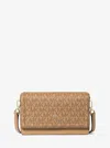 Michael Kors Jet Set Leather And Signature Logo Convertible Crossbody Bag In Brown