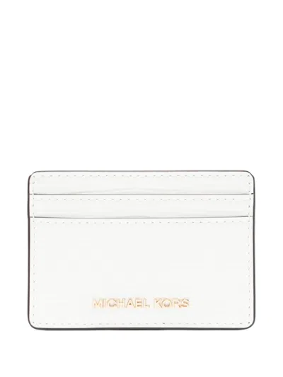Michael Kors Jet Set Leather Cardholder In Weiss