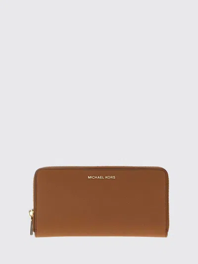 Michael Kors Jet Set Leather Continental Zip-around Wallet In Brown