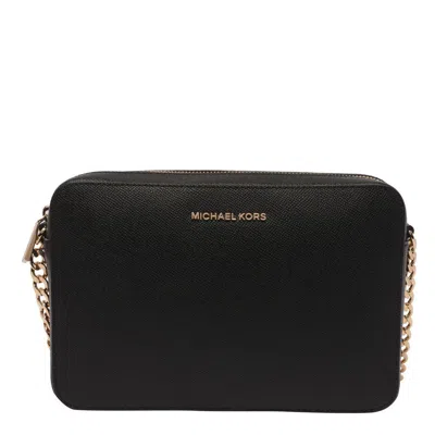 Michael Kors Jet Set Leather Crossbody Bag In Black