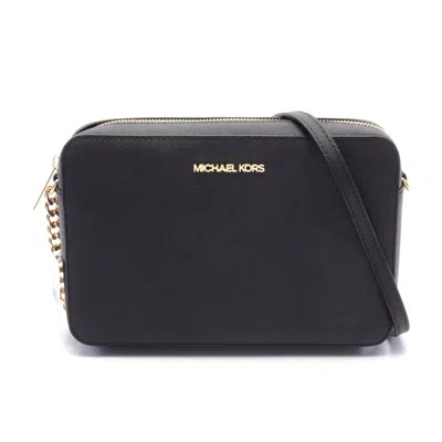 Michael Kors Jet Set Leather Crossbody Bag In Black