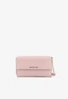 Michael Kors Jet Set Leather Crossbody Bag In Pink