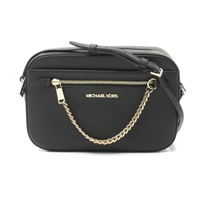 Michael Kors Jet Set Leather Shoulder Bag In Black